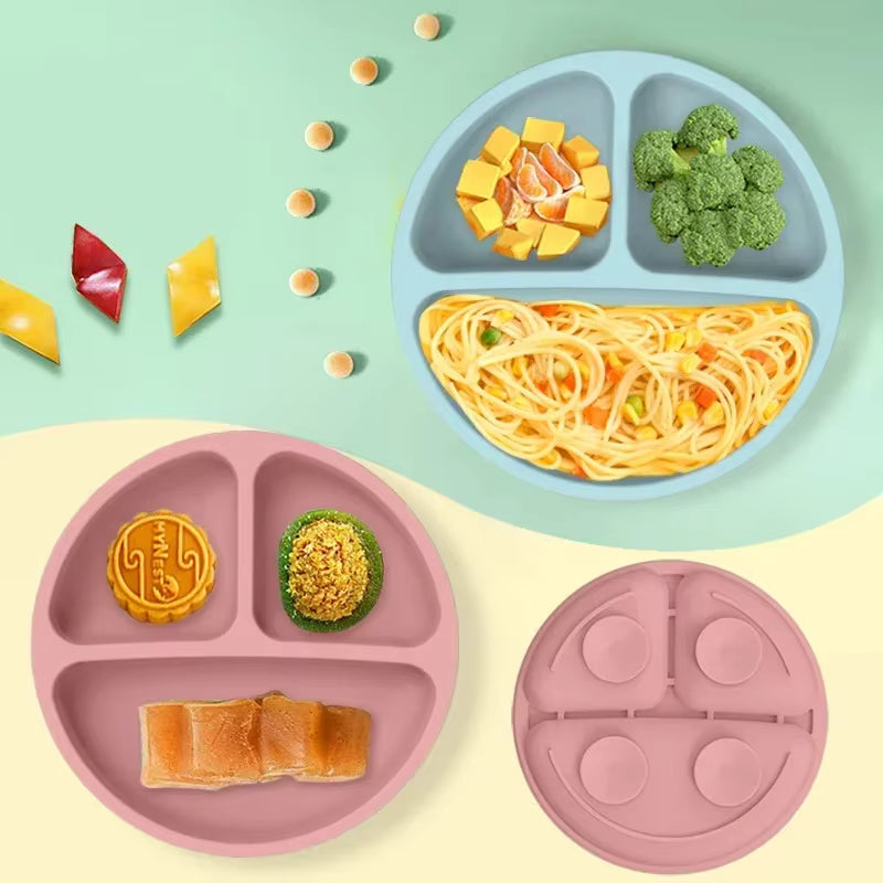 ASSIETTE BEBE - vaisselle en silicone 8 pièces pour l'autonomie de bébé