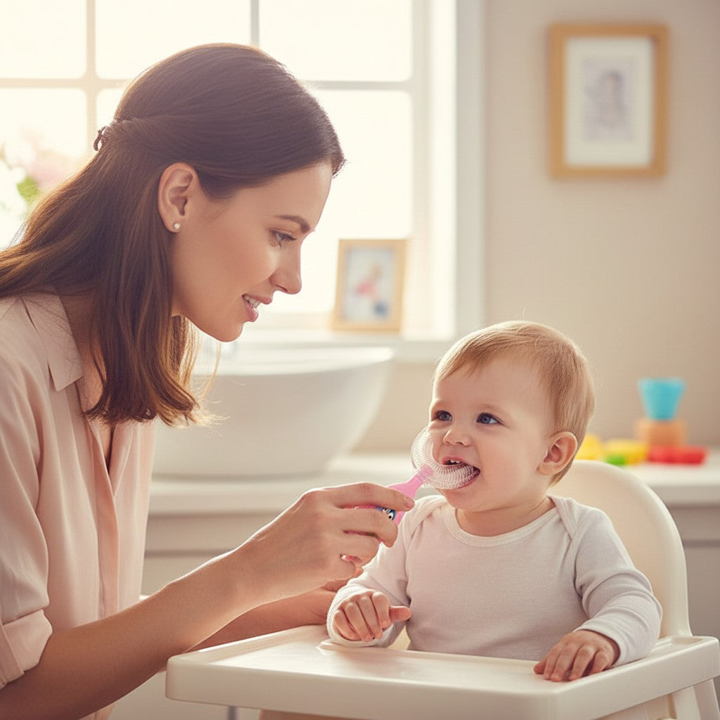 Brosse à dents pour bébé pour stimuler l'autonomie et la santé dentaire