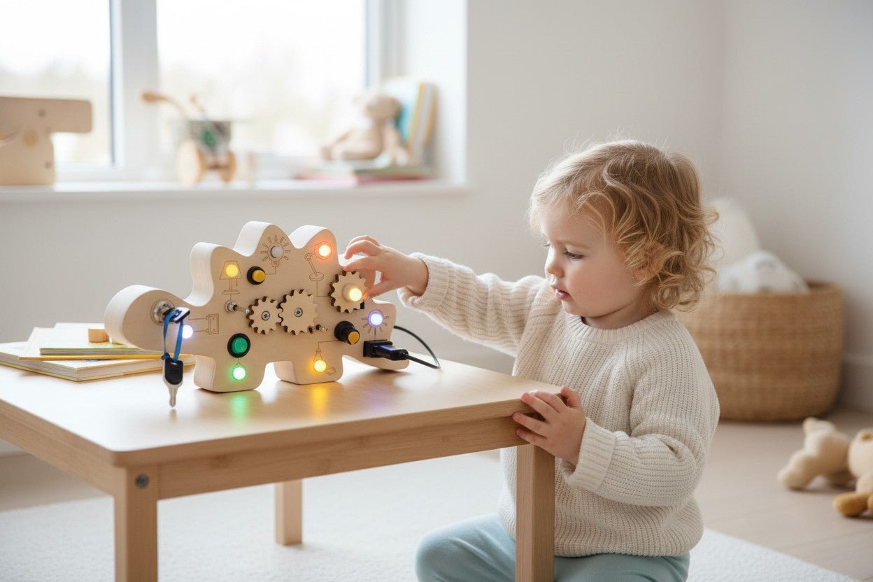 Busy Board - jeux Montessori - Dinosaure pour le développement cognitif - Jeux jouets à moi