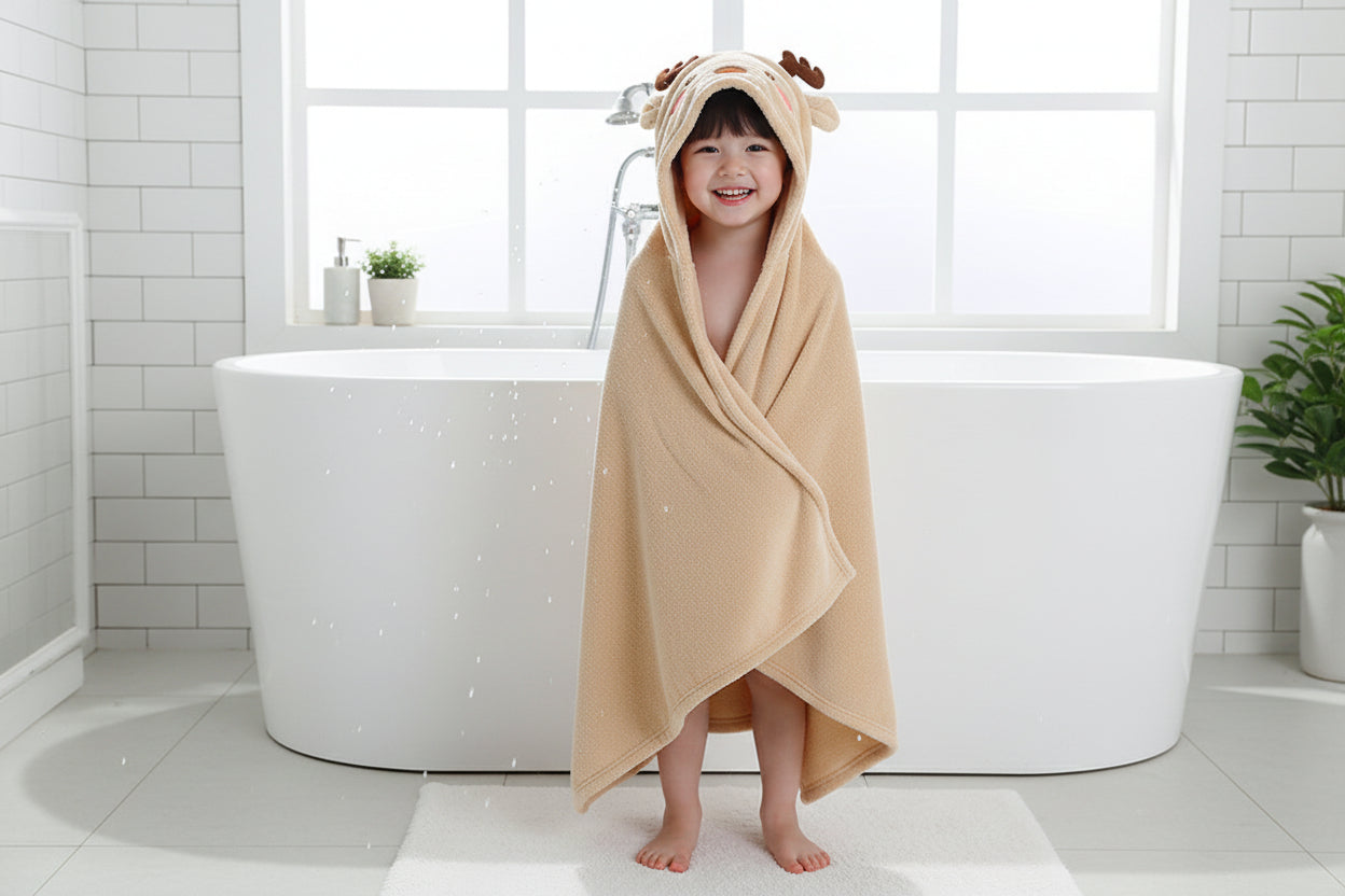 Cape de bain bébé - vers l'autonomie de votre enfant