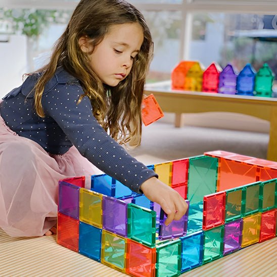 Olvy Jeu de 120 blocs de construction magnétiques Montessori pour enfants - Jeu de construction magnétique à partir de 3 ans - Briques lumineuses et Olvy Jeu de 120 blocs de construction magnétiques Montessori pour enfants - Jeu de construction magnétique à partir de 3 ans - Briques lumineuses et
