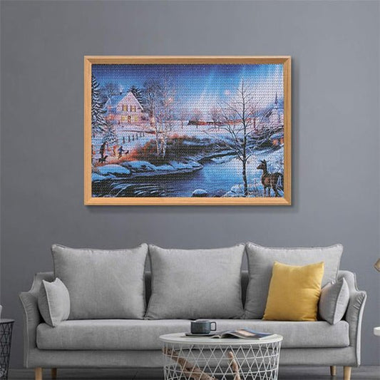 Puzzle 1000 pièces - rivière d'hiver - Jeux jouets à moi