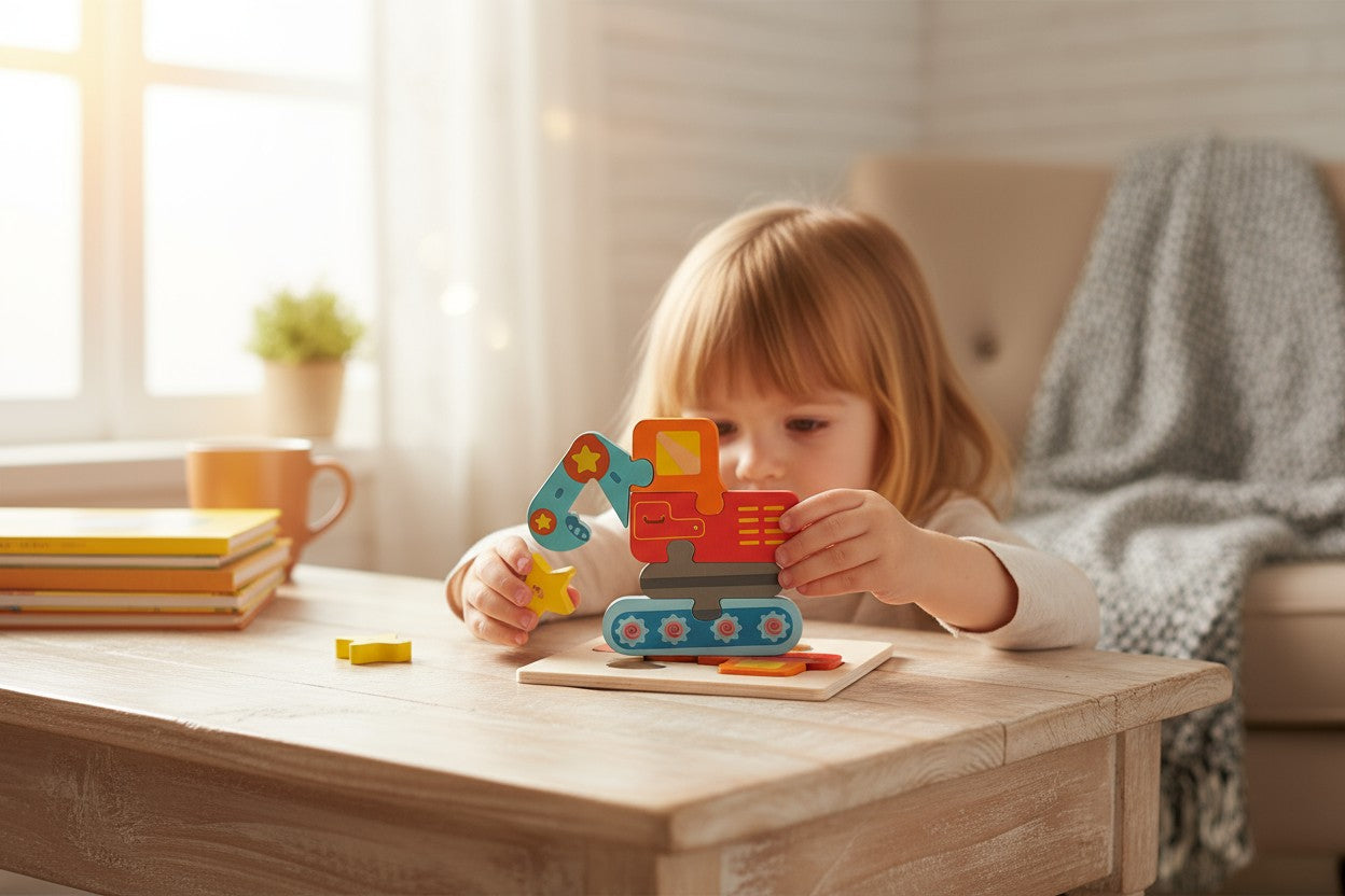 Puzzle en bois fusée : jouet éducatif en bois pour enfants